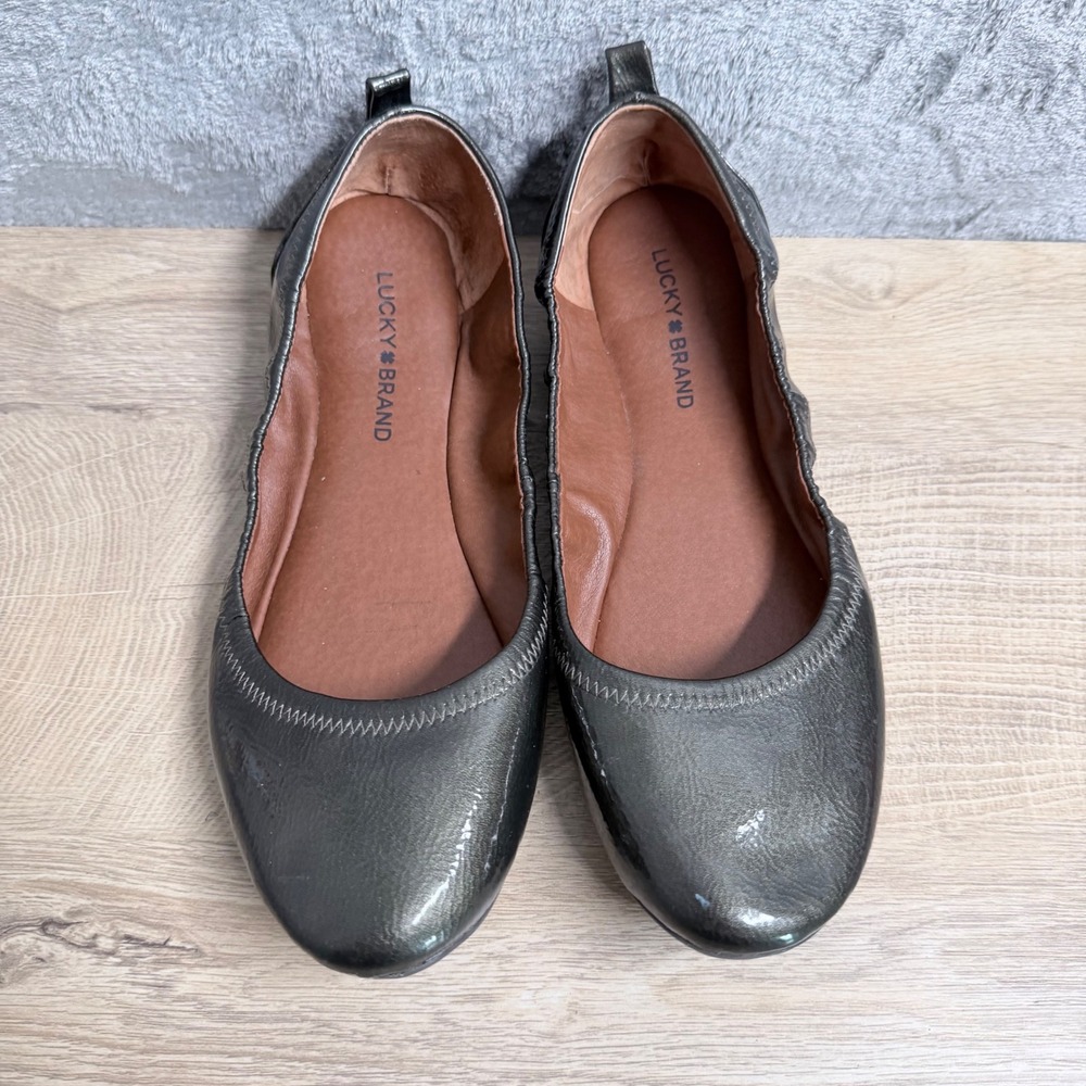 Lucky Brand Ballet Flats Womens Size 10M Green Slip On Minimal Casual Comfort